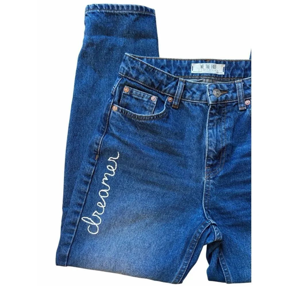 We The Free Dark Blue 'Dreamer' Straight Jeans Size 26